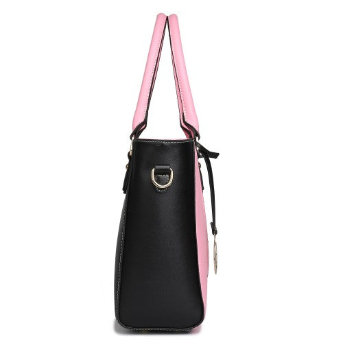 Easy Luggage LG1641 - Miss Lulu Leather Look V-Shape Shoulder Handbag - Pink