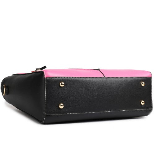 Easy Luggage LG1641 - Miss Lulu Leather Look V-Shape Shoulder Handbag - Plum