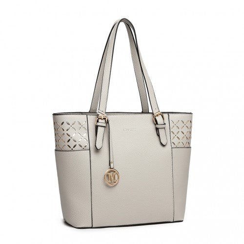 Easy Luggage LG1943 - MISS LULU LASER CUT OUT TOTE SHOPPER BAG - GREY