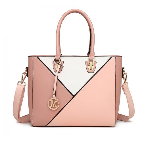 Easy Luggage LG2013 - Miss Lulu Leather Look Geometric Ombre Handbag - Nude