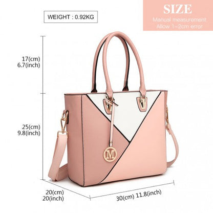 Easy Luggage LG2013 - Miss Lulu Leather Look Geometric Ombre Handbag - Nude