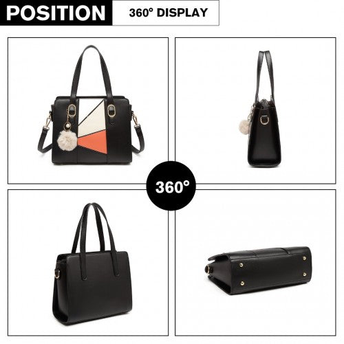 Easy Luggage LG2051 - Miss Lulu Colour Block Cross-Body Handbag - Black