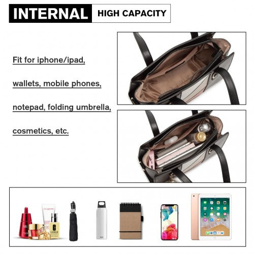 Easy Luggage LG2051 - Miss Lulu Colour Block Cross-Body Handbag - Black