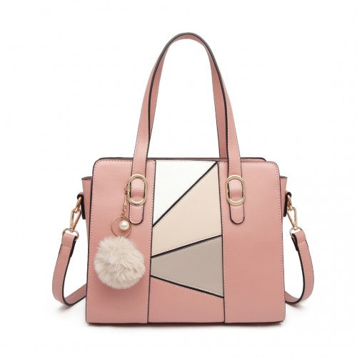 Easy Luggage LG2051 - Miss Lulu Colour Block Cross-Body Handbag - Pink