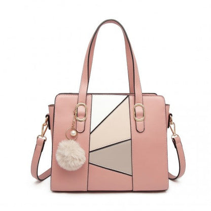 Easy Luggage LG2051 - Miss Lulu Colour Block Cross-Body Handbag - Pink