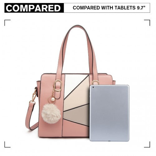 Easy Luggage LG2051 - Miss Lulu Colour Block Cross-Body Handbag - Pink
