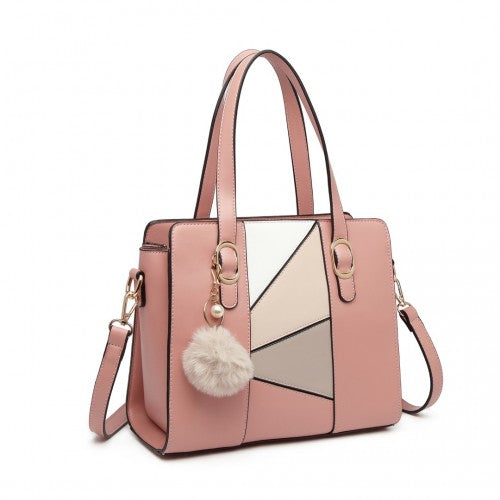 Easy Luggage LG2051 - Miss Lulu Colour Block Cross-Body Handbag - Pink