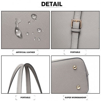 Easy Luggage LG2110 - Miss Lulu 4 Piece Classic Sleek Handbag Set - Grey