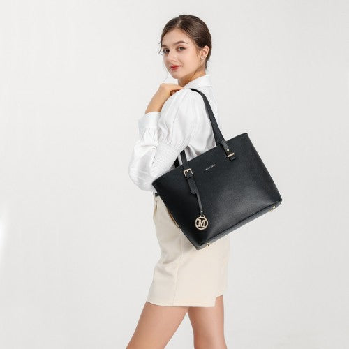 Easy Luggage LG2110 - Miss Lulu 4 Piece Classic Sleek Handbag Set - Grey