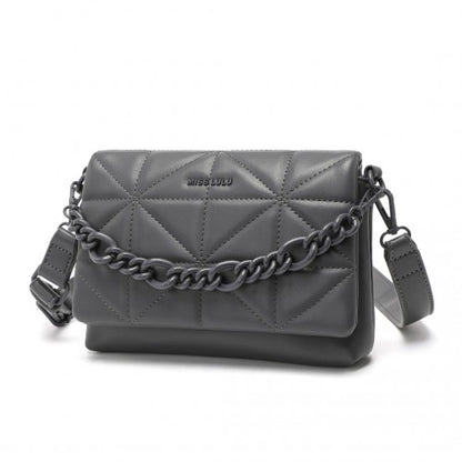 Easy Luggage LG2318 - Miss Lulu Chic Quilted Shoulder Bag With Chain Strap - Grey