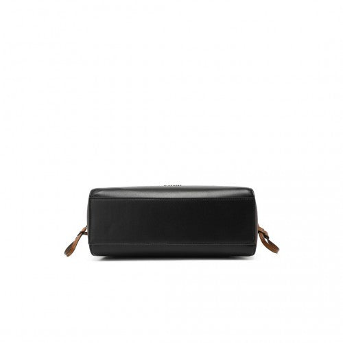 Easy Luggage LG2322 - Miss Lulu Elegant Tote Bag With Monogram Pattern - Black And Brown