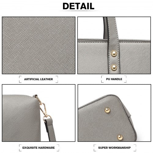 Easy Luggage LG6931 - Miss Lulu 4 Piece Handbag Set - Grey