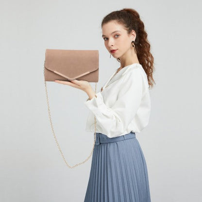 Easy Luggage LH1756 - Miss Lulu Leather Look Envelope Clutch Bag - Beige