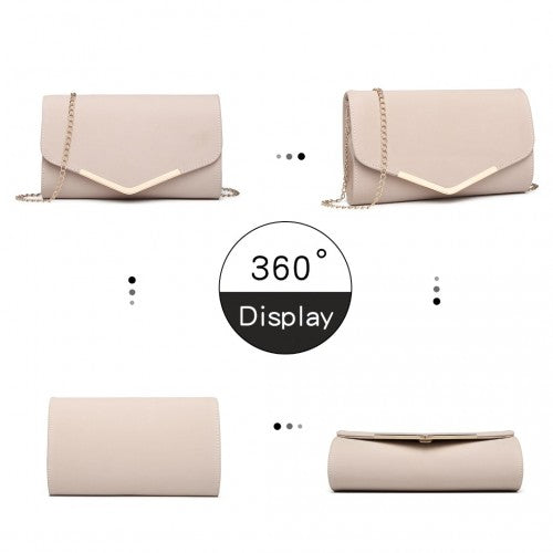 Easy Luggage LH1756 - Miss Lulu Leather Look Envelope Clutch Bag - Pink