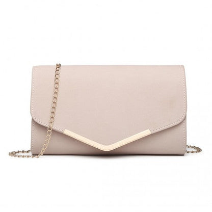 Easy Luggage LH1756 - Miss Lulu Leather Look Envelope Clutch Bag - Pink
