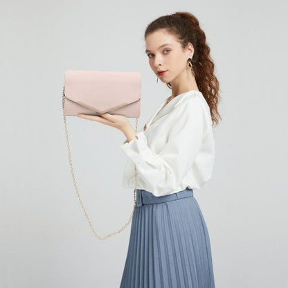 Easy Luggage LH1756 - Miss Lulu Leather Look Envelope Clutch Bag - Pink