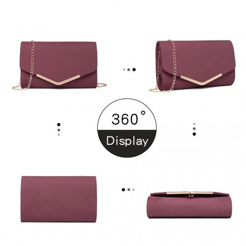 Easy Luggage LH1756 - Miss Lulu Leather Look Envelope Clutch Bag - Red