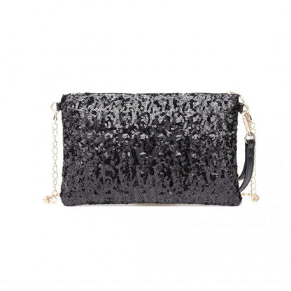 Easy Luggage LH1765 - Miss Lulu Sequins Clutch Evening Bag - Black