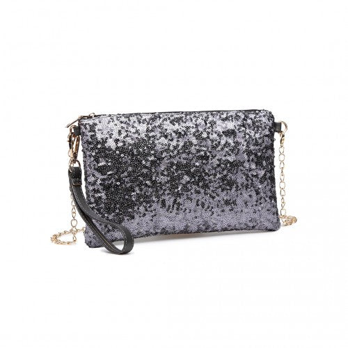 Easy Luggage LH1765 - Miss Lulu Sequins Clutch Evening Bag - Grey