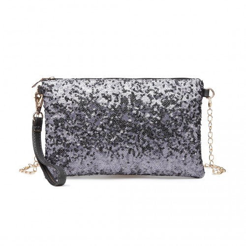 Easy Luggage LH1765 - Miss Lulu Sequins Clutch Evening Bag - Grey