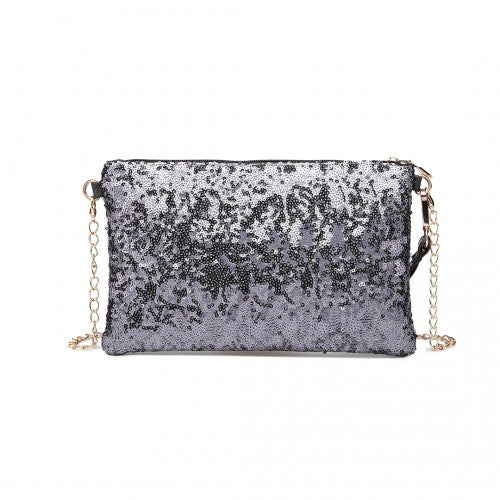 Easy Luggage LH1765 - Miss Lulu Sequins Clutch Evening Bag - Grey