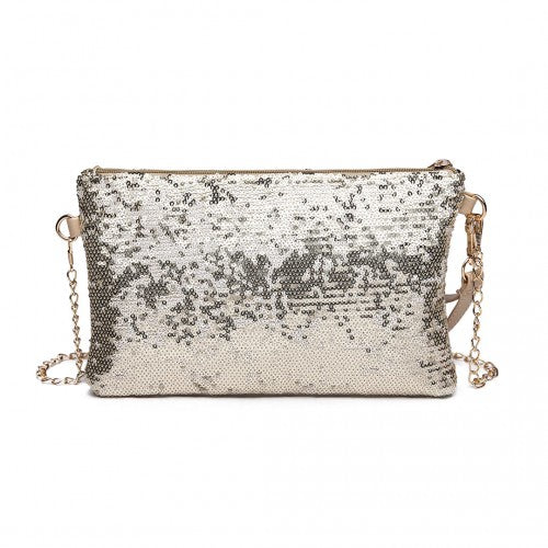 Easy Luggage LH1765 - Miss Lulu Sequins Clutch Evening Bag Light - Gold