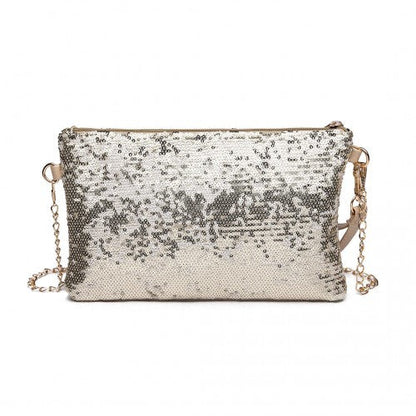 Easy Luggage LH1765 - Miss Lulu Sequins Clutch Evening Bag Light - Gold