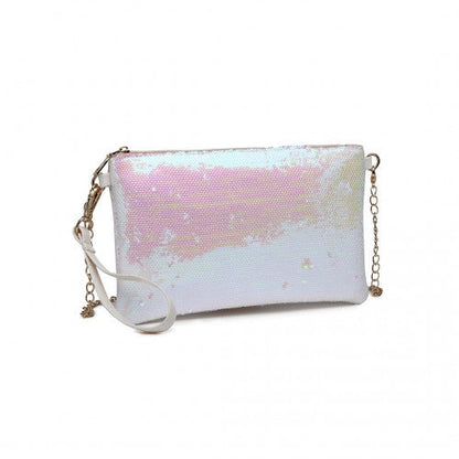 Easy Luggage LH1765 - Miss Lulu Sequins Clutch Evening Bag - White