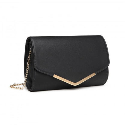 Easy Luggage LH2064 - Miss Lulu Vegan Envelope Clutch Bag - Black