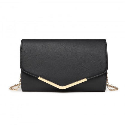 Easy Luggage LH2064 - Miss Lulu Vegan Envelope Clutch Bag - Black