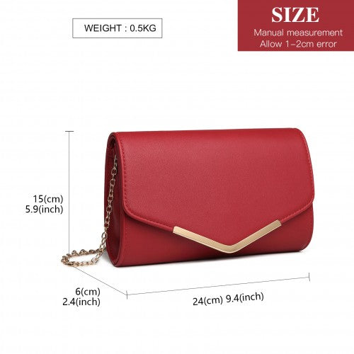 Easy Luggage LH2064 - Miss Lulu Vegan Envelope Clutch Bag - Red