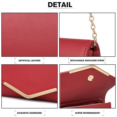 Easy Luggage LH2064 - Miss Lulu Vegan Envelope Clutch Bag - Red