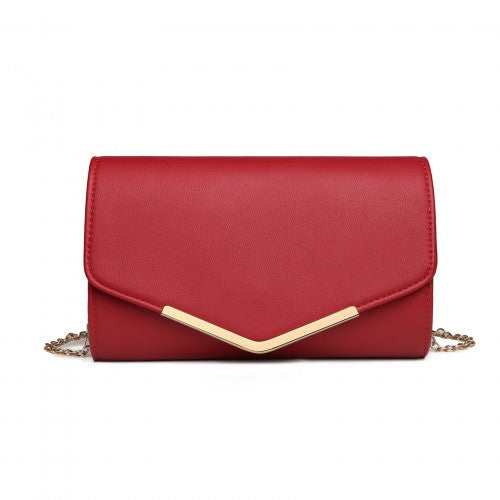 Easy Luggage LH2064 - Miss Lulu Vegan Envelope Clutch Bag - Red