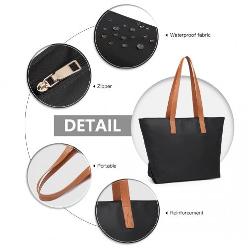 Easy Luggage LH2240 - Miss Lulu Casual Waterproof Shopping Tote Bag - Black