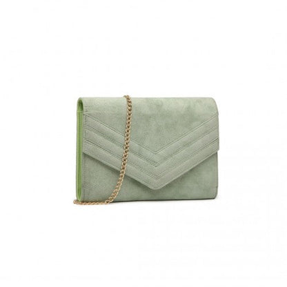 Easy Luggage LP1963 - MISS LULU CHEVRON ENVELOPE CLUTCH BAG - GREEN