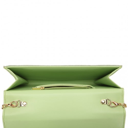 Easy Luggage LP1963 - MISS LULU CHEVRON ENVELOPE CLUTCH BAG - GREEN