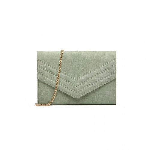 Easy Luggage LP1963 - MISS LULU CHEVRON ENVELOPE CLUTCH BAG - GREEN