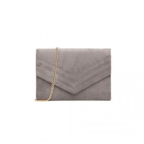 Easy Luggage LP1963 - MISS LULU CHEVRON ENVELOPE CLUTCH BAG - GREY