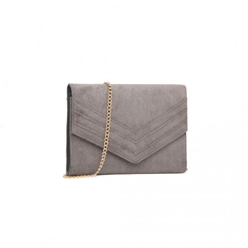 Easy Luggage LP1963 - MISS LULU CHEVRON ENVELOPE CLUTCH BAG - GREY