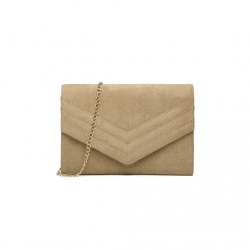 Easy Luggage LP1963 - MISS LULU CHEVRON ENVELOPE CLUTCH BAG - LIGHT BROWN