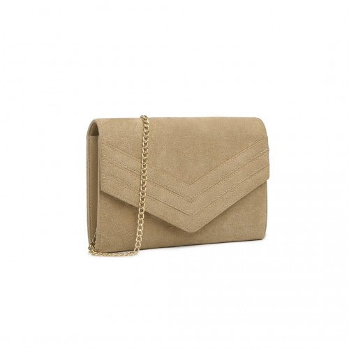 Easy Luggage LP1963 - MISS LULU CHEVRON ENVELOPE CLUTCH BAG - LIGHT BROWN