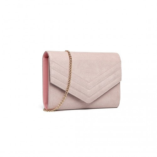 Easy Luggage LP1963 - MISS LULU CHEVRON ENVELOPE CLUTCH BAG - PINK