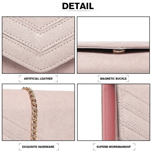 Easy Luggage LP1963 - MISS LULU CHEVRON ENVELOPE CLUTCH BAG - PINK