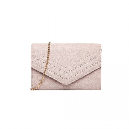 Easy Luggage LP1963 - MISS LULU CHEVRON ENVELOPE CLUTCH BAG - PINK