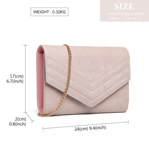 Easy Luggage LP1963 - MISS LULU CHEVRON ENVELOPE CLUTCH BAG - PINK