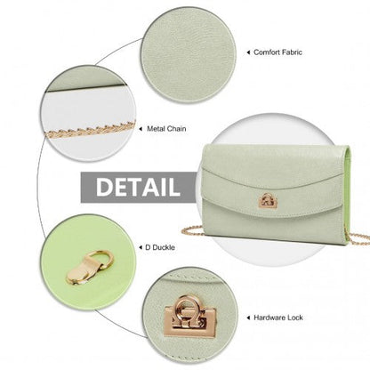 Easy Luggage LP2219 - Miss Lulu Elegant Flap Clutch Leather Chain Evening Bag - Green