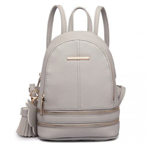 Easy Luggage LT1705 - Miss Lulu PU Leather Look Small Fashion Backpack - Grey