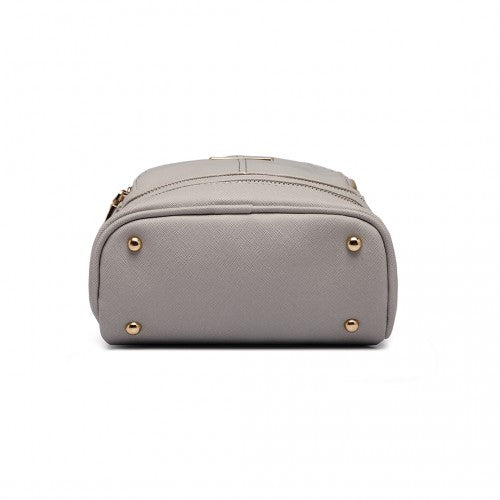 Easy Luggage LT1705 - Miss Lulu PU Leather Look Small Fashion Backpack - Grey