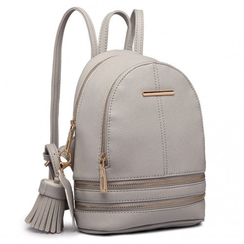 Easy Luggage LT1705 - Miss Lulu PU Leather Look Small Fashion Backpack - Grey