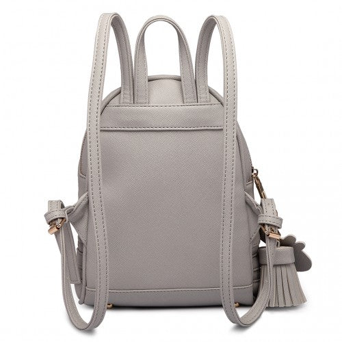 Easy Luggage LT1705 - Miss Lulu PU Leather Look Small Fashion Backpack - Grey